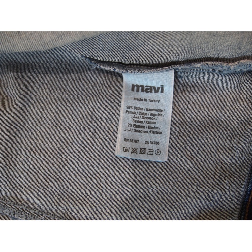 Mavi Jeans Co Denim Jacket Blue Wash Distressed Button Front Trucker Style - Picture 6 of 10